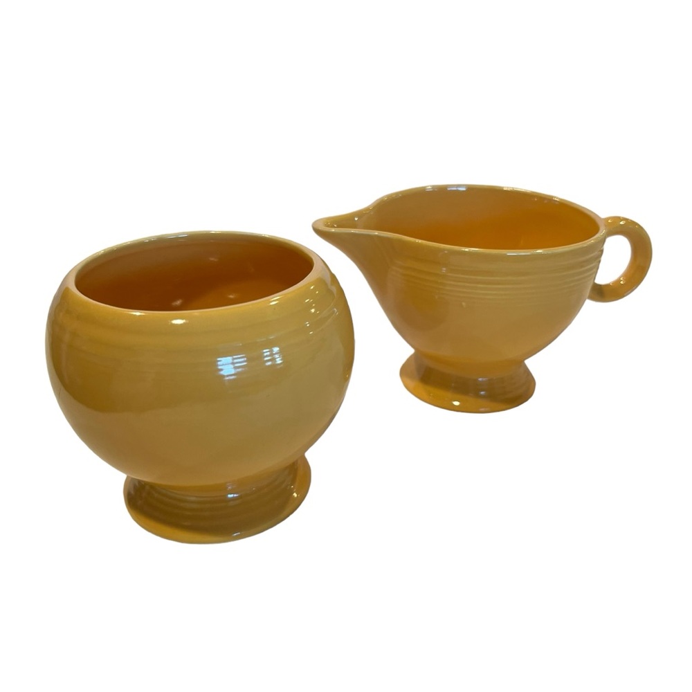 Fiestaware Yellow Creamer and Sugar Bowl Vintage
